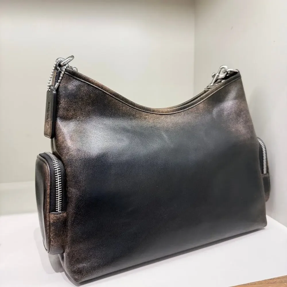 NWT‼️Coach Laurel Shoulder Bag With Pockets In Loved Leather CES84
